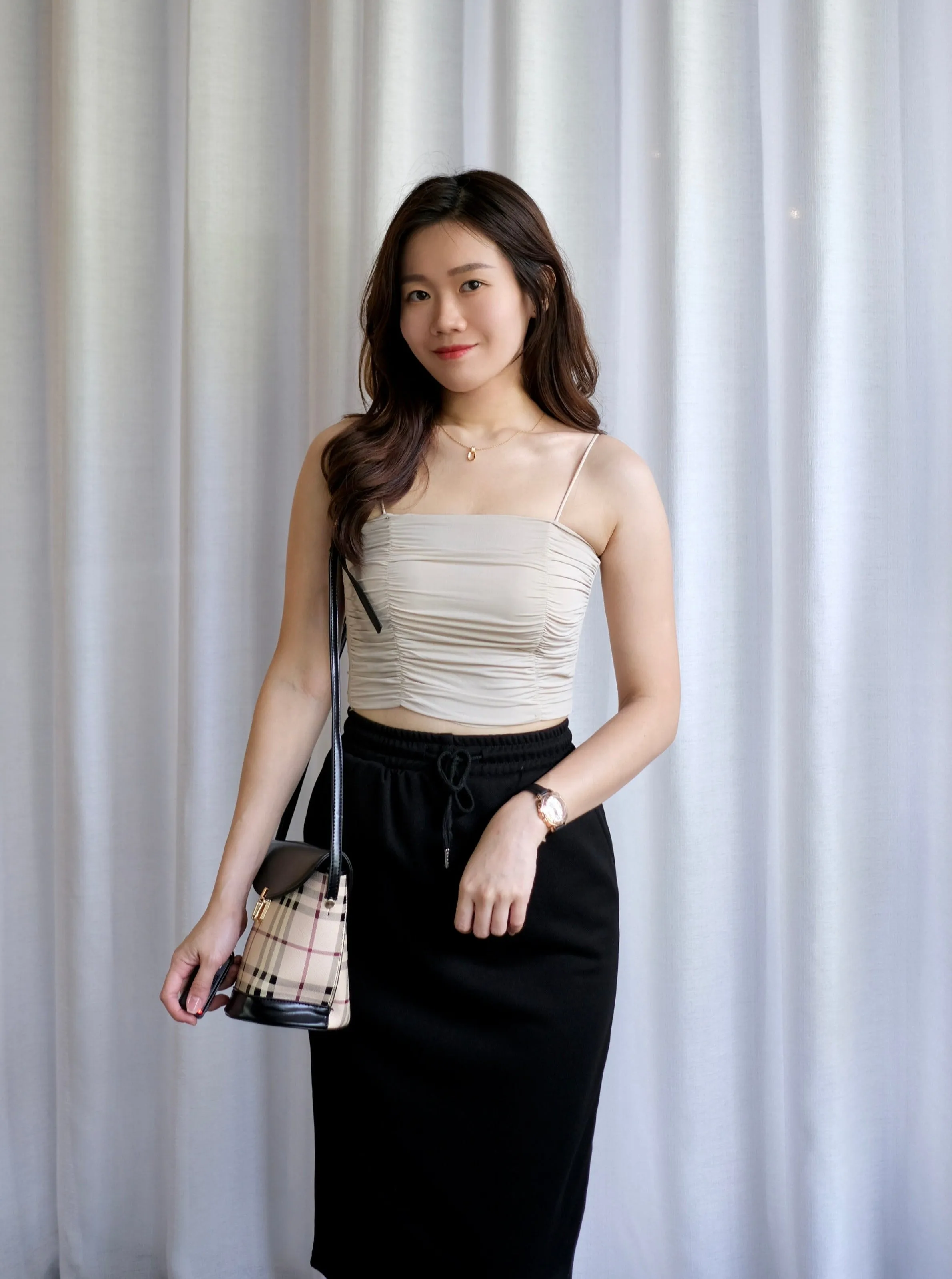 ACEWIN Ruched Tube Top Inner Top with Elastic Straps (Free Size) 170031