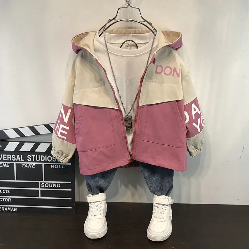 Baby autumn and winter warm thickening plus velvet padded boy hooded jacket