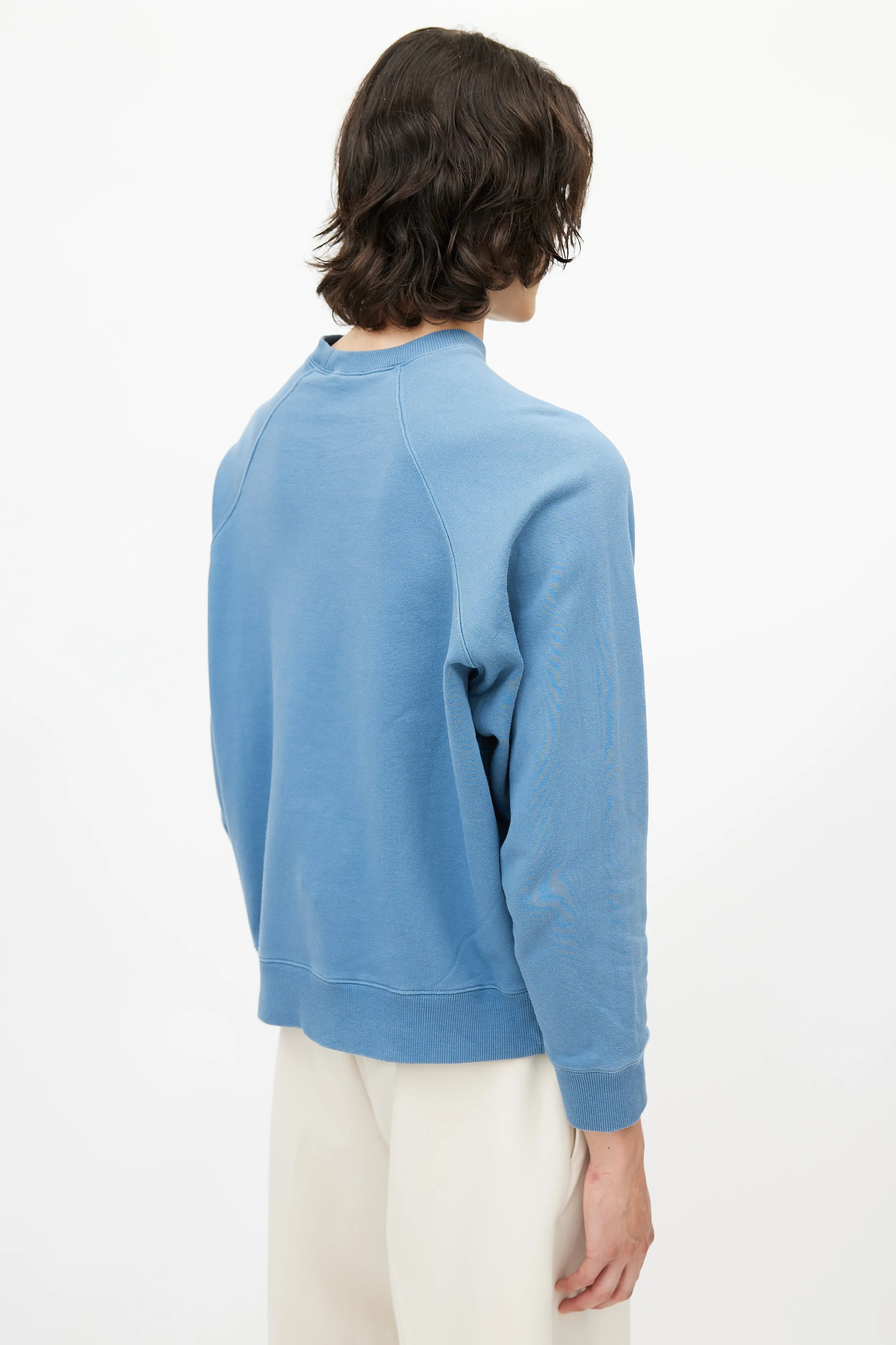 Blue Embroidered Logo Crewneck