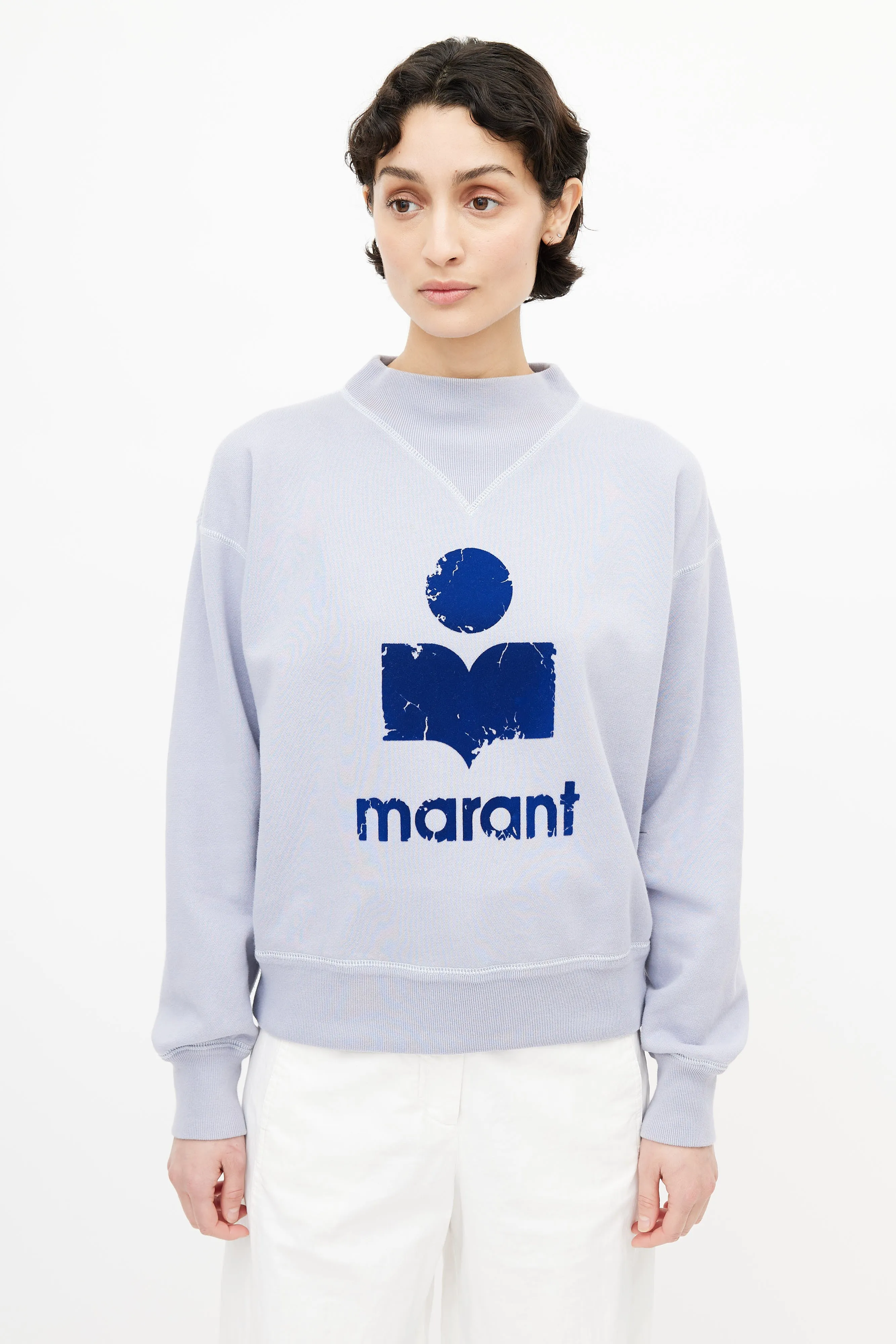 Blue Flocked Logo Sweatshirt