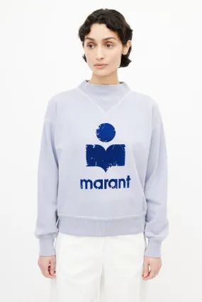 Blue Flocked Logo Sweatshirt