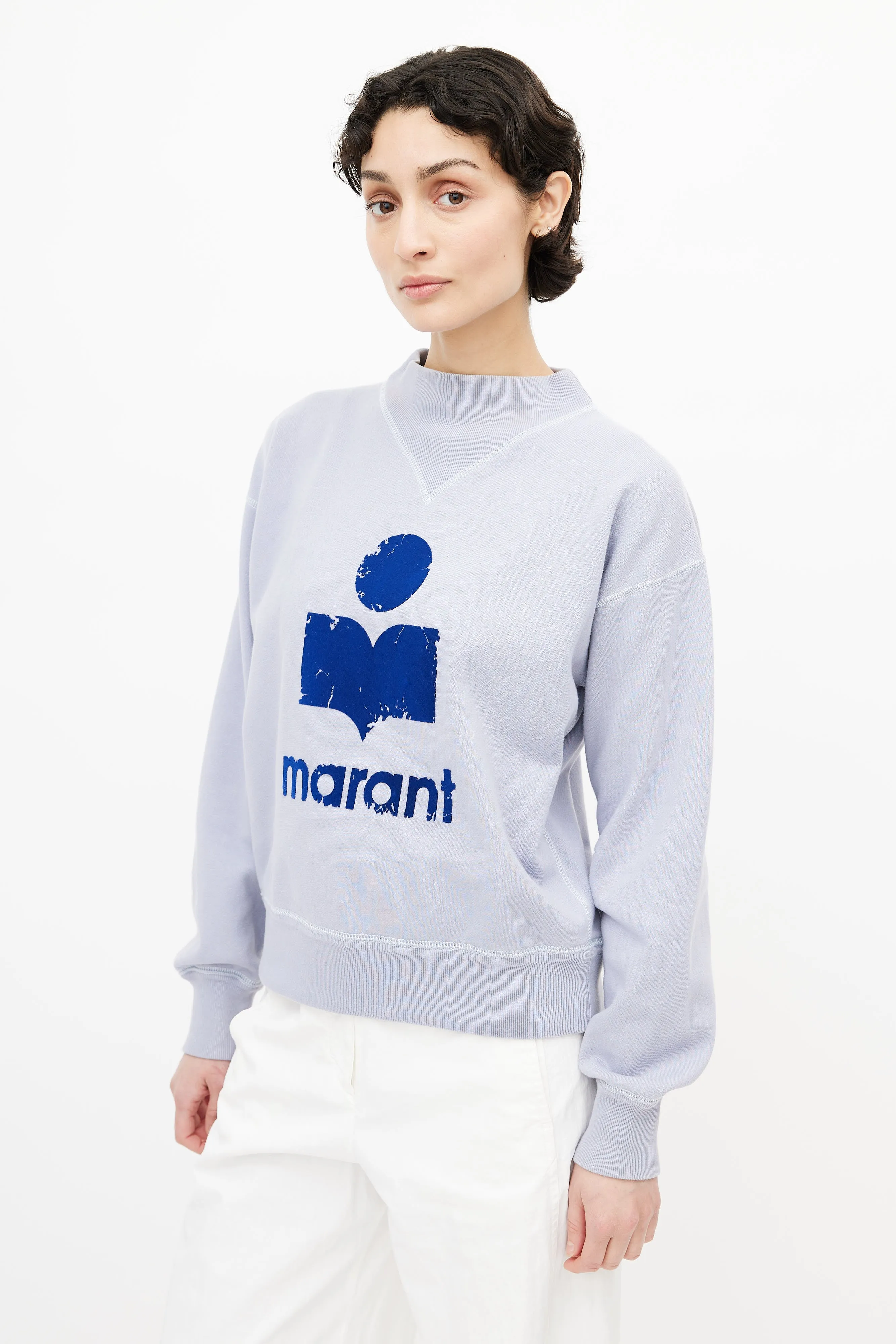 Blue Flocked Logo Sweatshirt