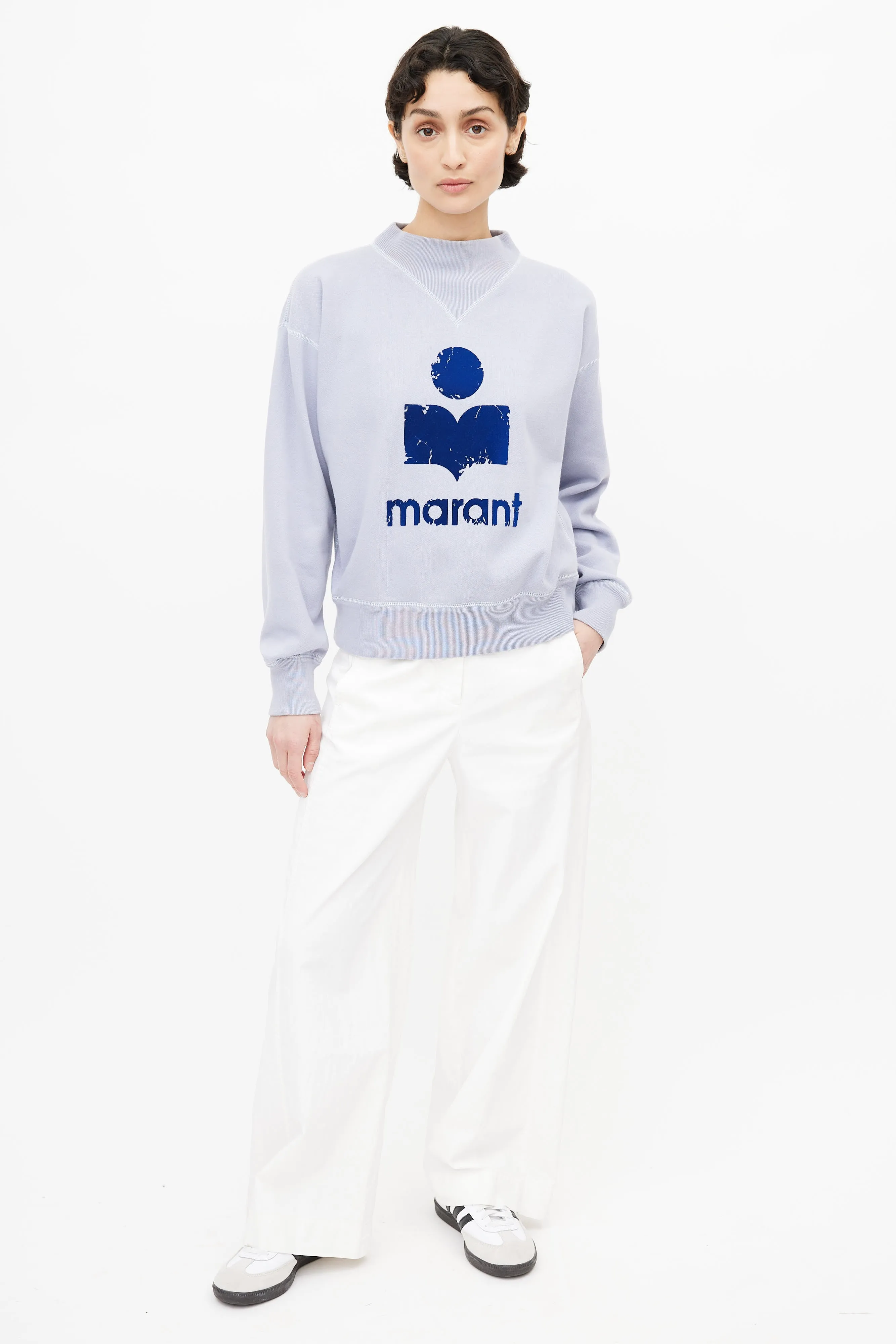Blue Flocked Logo Sweatshirt