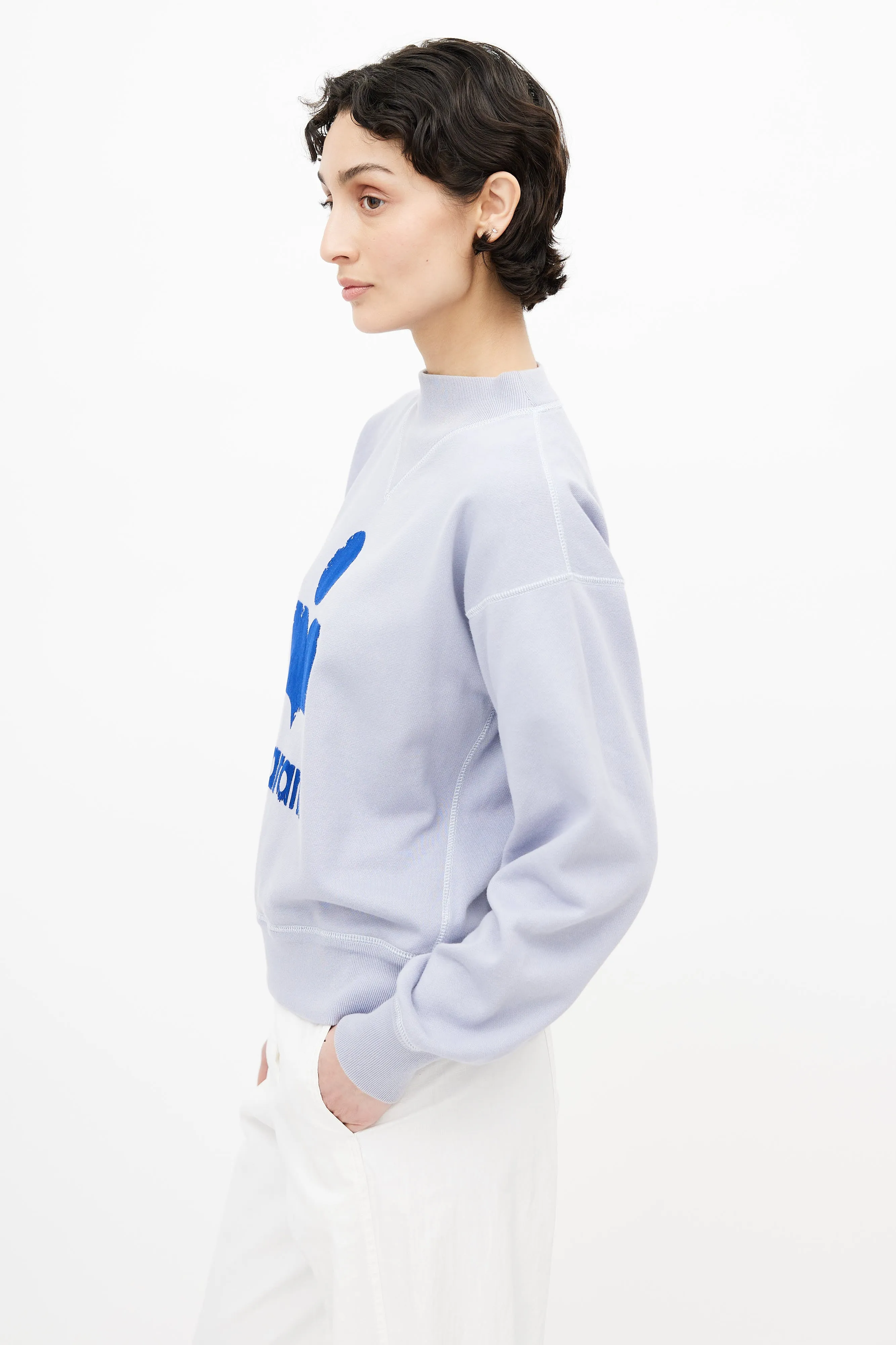 Blue Flocked Logo Sweatshirt