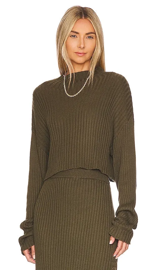 Bobi Cropped Pullover in Olive