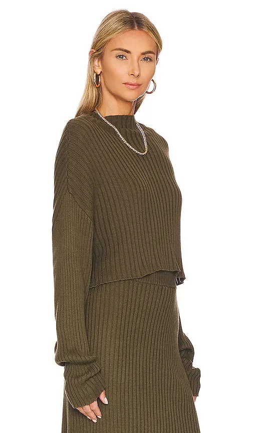 Bobi Cropped Pullover in Olive