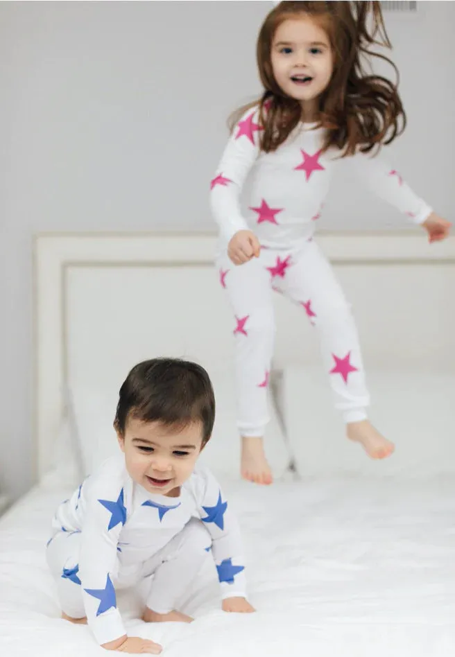 Bold Star Pajama Set in Blue