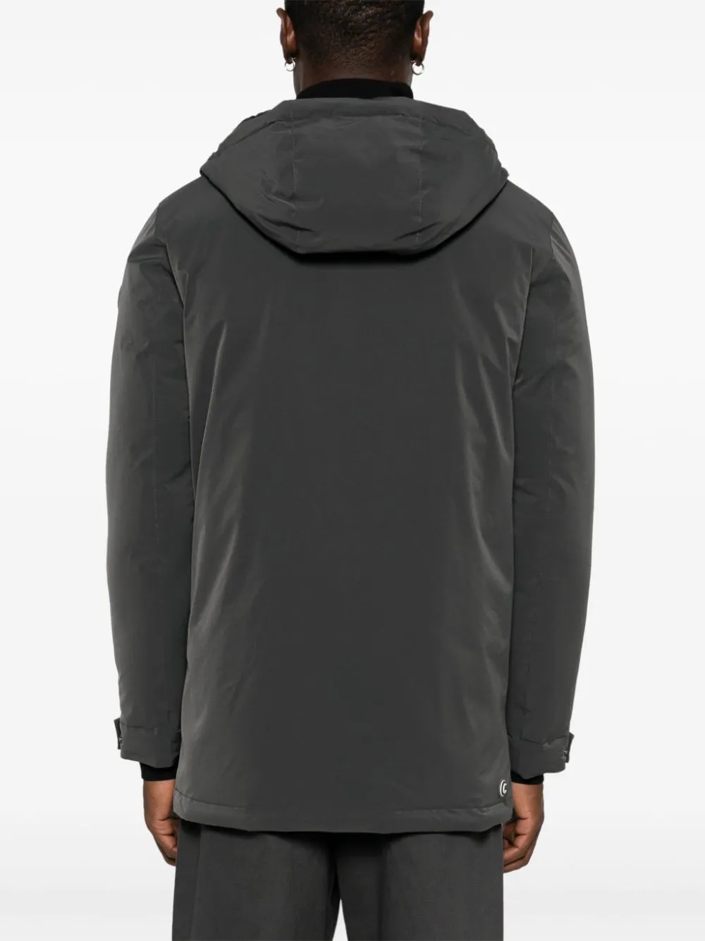 logo-embossed coat