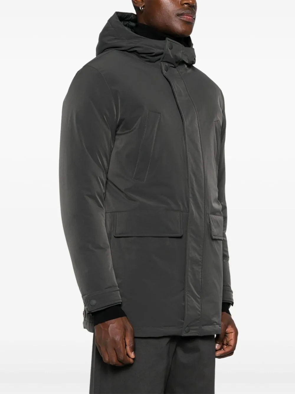 logo-embossed coat
