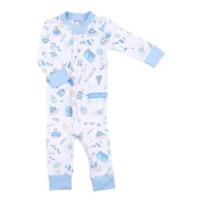 Magnolia Baby My Birthday! Zipped Pajamas - Light Blue