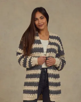 Rylee   Cru Bubble Knit Cardigan | Slate Stripe