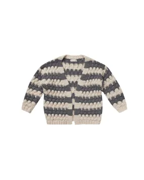 Rylee   Cru Bubble Knit Cardigan || Slate Stripe