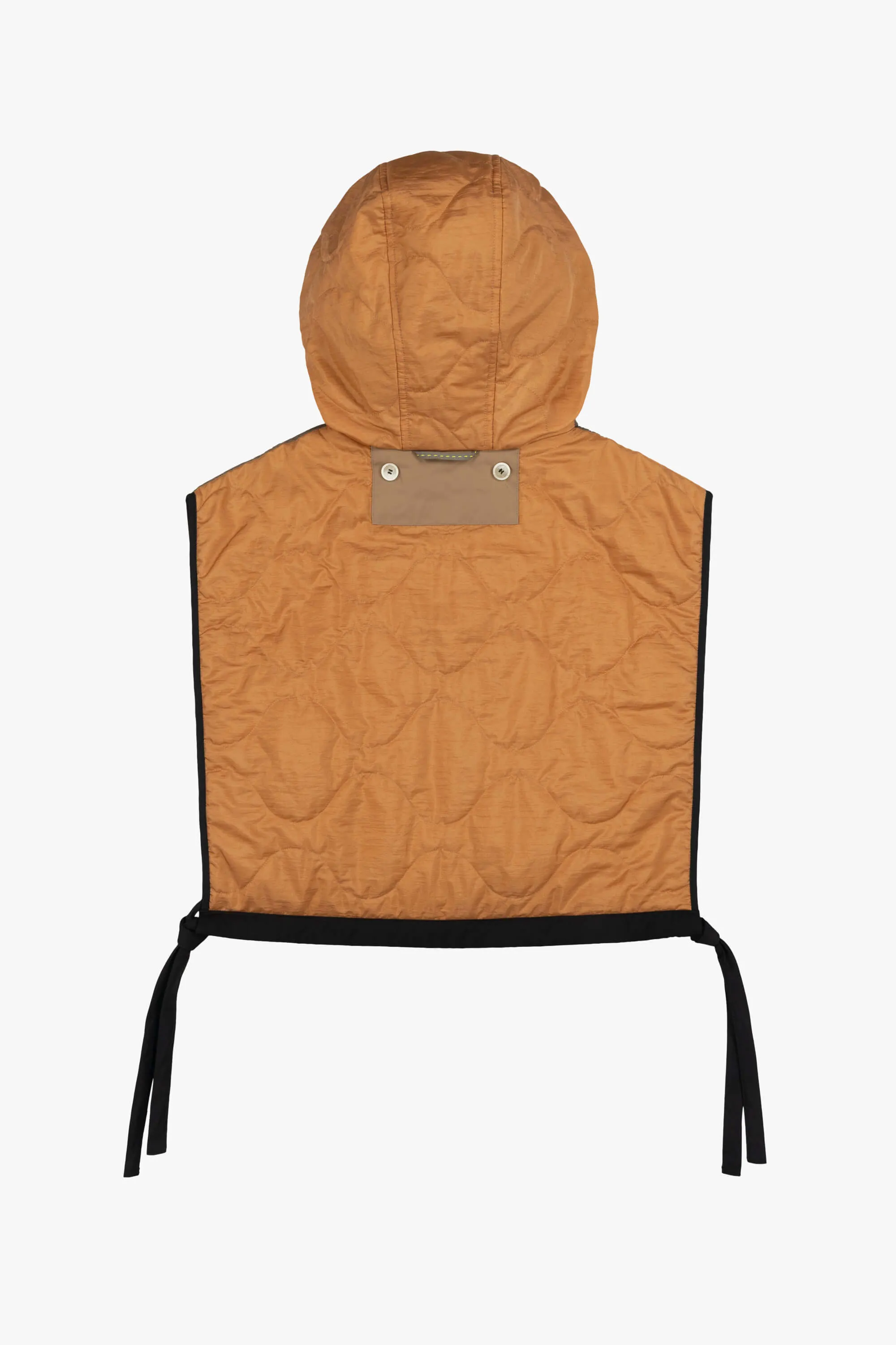 Silk Nylon Quilt Zip Hood  - Peat / Burnt Orange