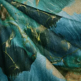 Watercolor Marble Digital Print Heather Sweater Knit Aquamarine
