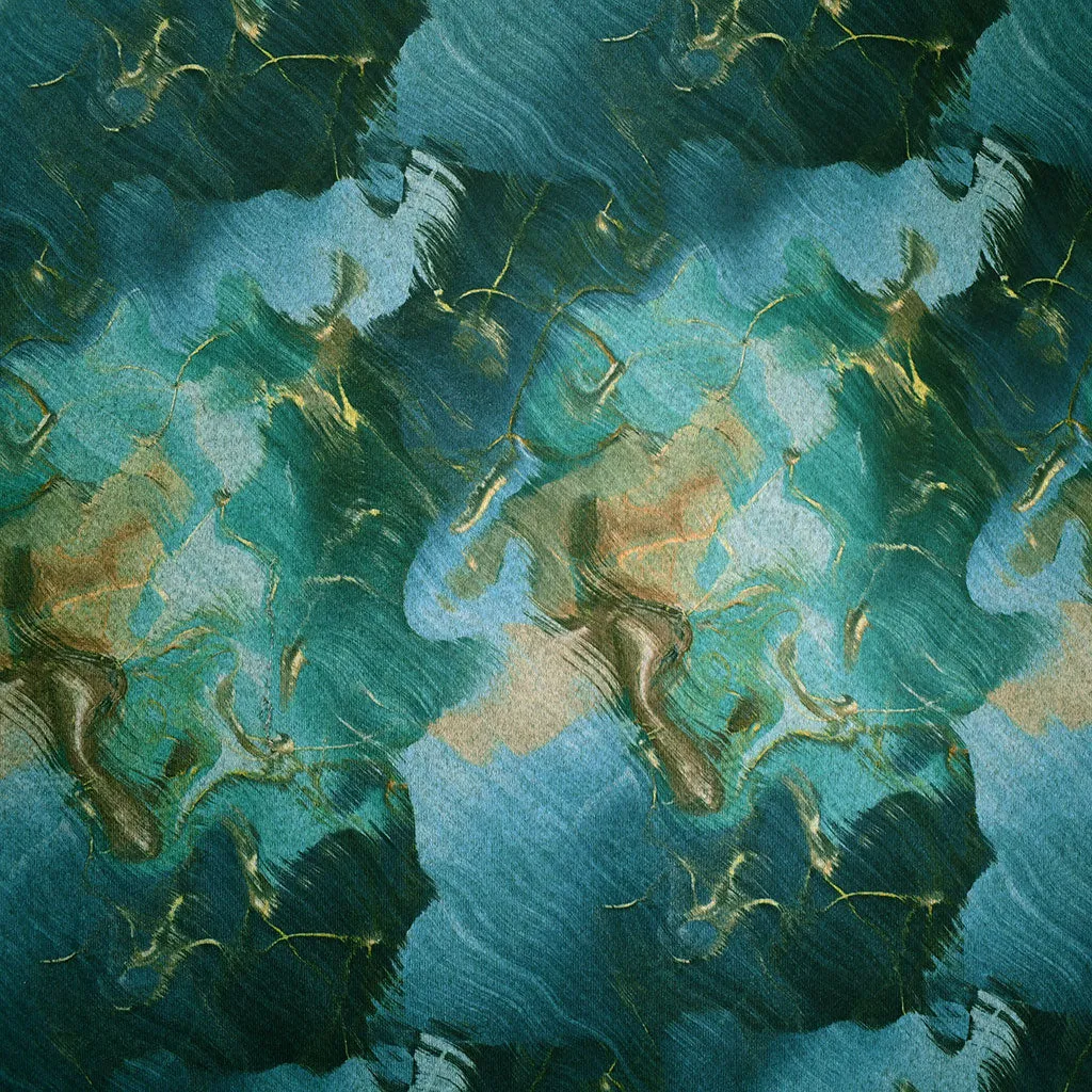 Watercolor Marble Digital Print Heather Sweater Knit Aquamarine