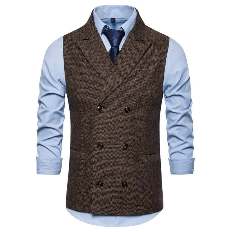 xiangtuibao Mens Sleeveless Suit Vest Waistcoat Vest Men Double Breasted Suit Vests  Vintage Formal Blazers Waistcoat Men's Wedding Vest Top