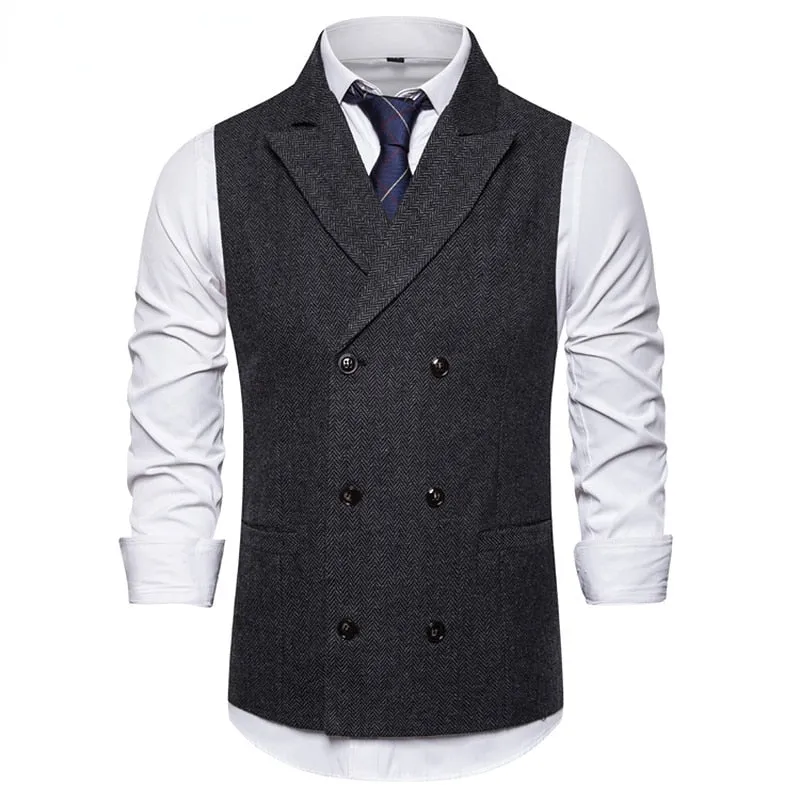 xiangtuibao Mens Sleeveless Suit Vest Waistcoat Vest Men Double Breasted Suit Vests  Vintage Formal Blazers Waistcoat Men's Wedding Vest Top